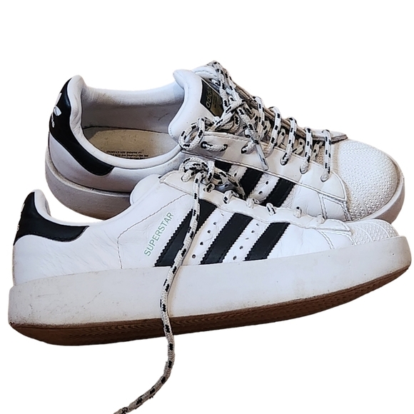 Adidas Superstar original white black gold metallic striped pull-on sneaker shoe - Picture 3 of 10